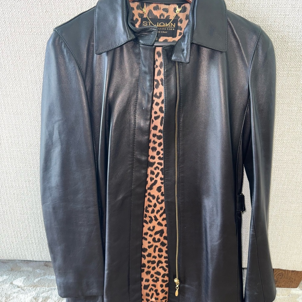 St. John Elegant Black Leather Jacket